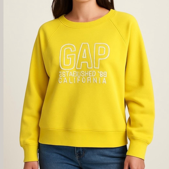 GAP Sweaters - GAP lemon yellow graphic sweatshirt ‘established ‘69 California’ size medium